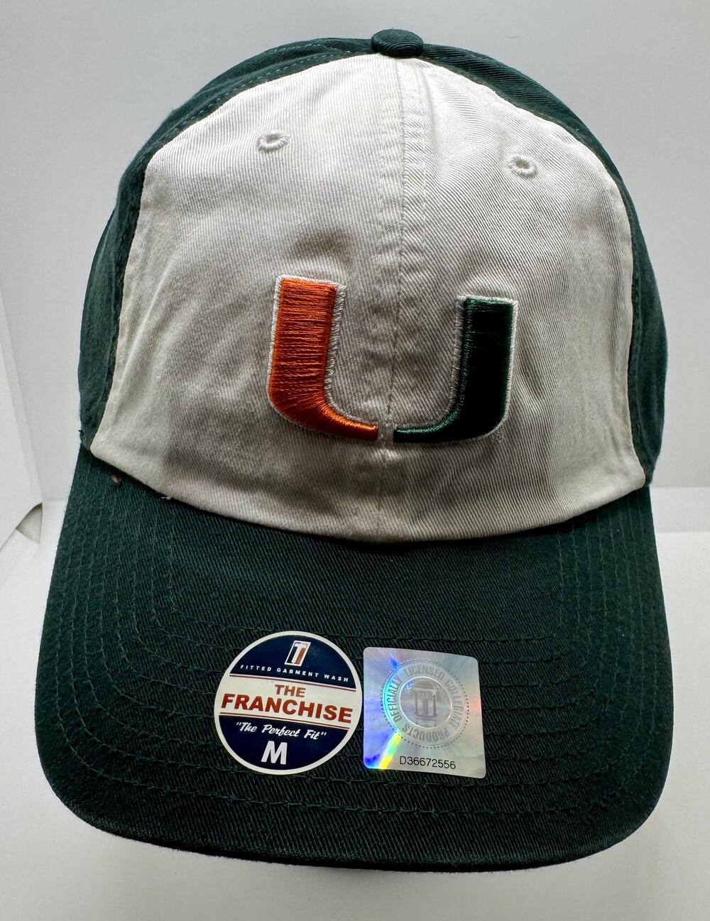 Miami Hurricanes Hat Cap Fitted Mens Medium Green White NCAA Football Canes